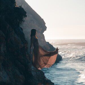 Vintage 1940s Pleated Draped Sheer Wrap Maxi Dress Long Fit & Flare Full Length